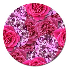 Roses Pink Tourmaline Seamless Magnet 5  (round)