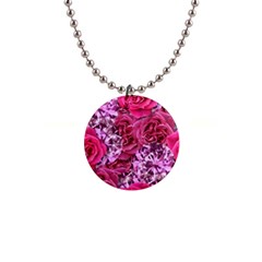 Roses Pink Tourmaline Seamless 1  Button Necklace