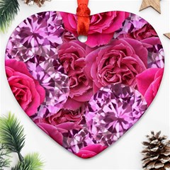 Roses Pink Tourmaline Seamless Heart Ornament (two Sides)