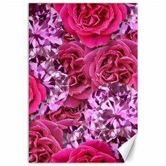 Roses Pink Tourmaline Seamless Canvas 12  X 18 