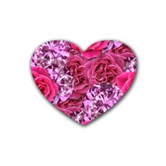 Roses Pink Tourmaline Seamless Rubber Heart Coaster (4 Pack)