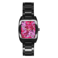 Roses Pink Tourmaline Seamless Stainless Steel Barrel Watch