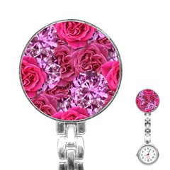 Roses Pink Tourmaline Seamless Stainless Steel Nurses Watch