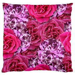 Roses Pink Tourmaline Seamless Large Premium Plush Fleece Cushion Case (one Side)