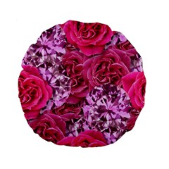 Roses Pink Tourmaline Seamless Standard 15  Premium Flano Round Cushions