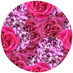 Roses Pink Tourmaline Seamless Wooden Puzzle Round