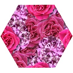 Roses Pink Tourmaline Seamless Wooden Puzzle Hexagon by Jancukart