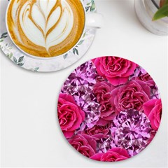 Roses Pink Tourmaline Seamless Uv Print Round Tile Coaster by Jancukart