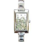 Gold And Green Eucalyptus Leaves Rectangle Italian Charm Watch Front