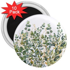 Gold And Green Eucalyptus Leaves 3  Magnets (10 Pack)  by Jack14