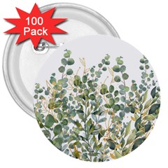 Gold And Green Eucalyptus Leaves 3  Buttons (100 Pack) 