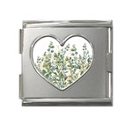 Gold And Green Eucalyptus Leaves Mega Link Heart Italian Charm (18mm) Front