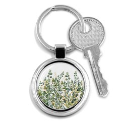 Gold And Green Eucalyptus Leaves Key Chain (round) by Jack14