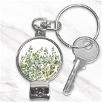 Gold And Green Eucalyptus Leaves Nail Clippers Key Chain Front