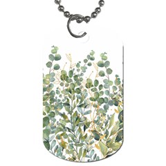 Gold And Green Eucalyptus Leaves Dog Tag (two Sides) by Jack14