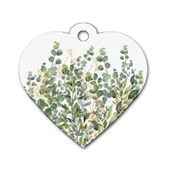 Gold And Green Eucalyptus Leaves Dog Tag Heart (two Sides) by Jack14