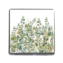 Gold And Green Eucalyptus Leaves Memory Card Reader (square 5 Slot)