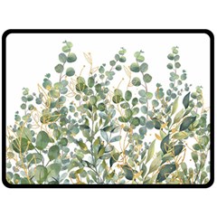 Gold And Green Eucalyptus Leaves Fleece Blanket (large) by Jack14