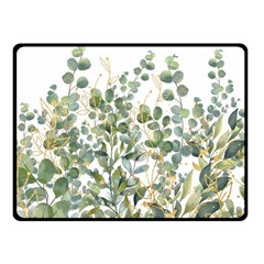 Gold And Green Eucalyptus Leaves Fleece Blanket (small)