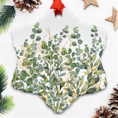 Gold And Green Eucalyptus Leaves Ornament (snowflake)