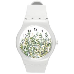 Gold And Green Eucalyptus Leaves Round Plastic Sport Watch (m) by Jack14