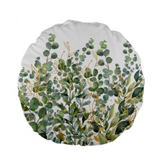 Gold And Green Eucalyptus Leaves Standard 15  Premium Round Cushions by Jack14