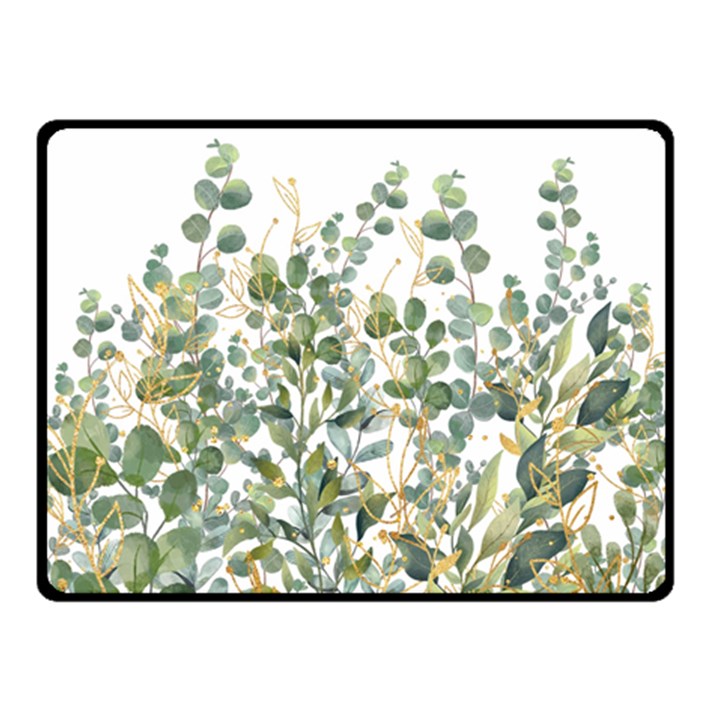 Gold And Green Eucalyptus Leaves Two Sides Fleece Blanket (Small)