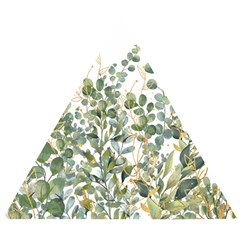 Gold And Green Eucalyptus Leaves Wooden Puzzle Triangle by Jack14