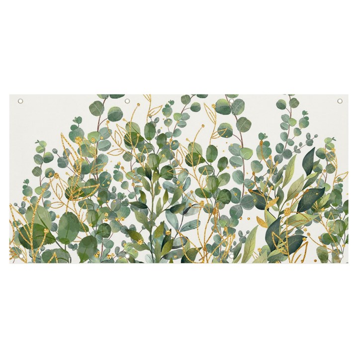 Gold And Green Eucalyptus Leaves Banner and Sign 8  x 4 