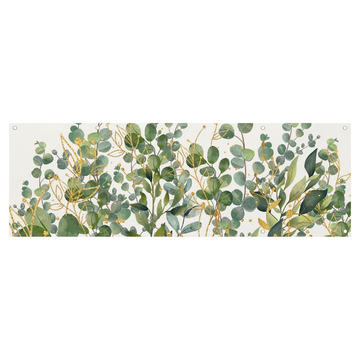 Gold And Green Eucalyptus Leaves Banner and Sign 12  x 4 