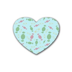 Toffees Candy Sweet Dessert Rubber Coaster (heart) by Jancukart