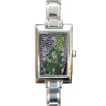 Peacock Bird Feather Colourful Rectangle Italian Charm Watch Front