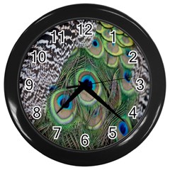 Peacock Bird Feather Colourful Wall Clock (black) by Jancukart