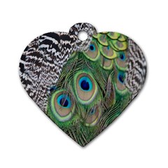 Peacock Bird Feather Colourful Dog Tag Heart (one Side)