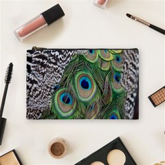 Peacock Bird Feather Colourful Cosmetic Bag (medium) by Jancukart