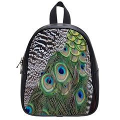 Peacock Bird Feather Colourful School Bag (small) by Jancukart