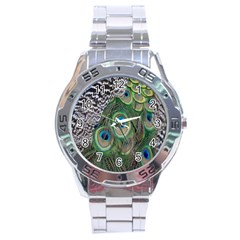 Peacock Bird Feather Colourful Stainless Steel Analogue Watch by Jancukart