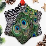 Peacock Bird Feather Colourful Snowflake Ornament (Two Sides) Front