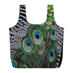 Peacock Bird Feather Colourful Full Print Recycle Bag (l)