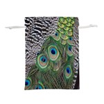 Peacock Bird Feather Colourful Lightweight Drawstring Pouch (L) Front