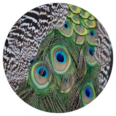 Peacock Bird Feather Colourful Round Trivet by Jancukart