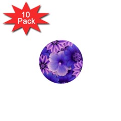 Pattern Floral Flora Flower Flowers Blue Violet Patterns 1  Mini Magnet (10 Pack) 