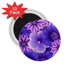 Pattern Floral Flora Flower Flowers Blue Violet Patterns 2 25  Magnets (10 Pack)  by Jancukart