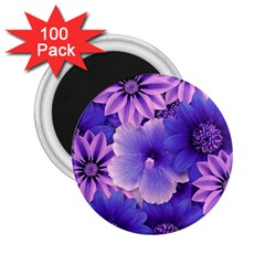 Pattern Floral Flora Flower Flowers Blue Violet Patterns 2 25  Magnets (100 Pack) 