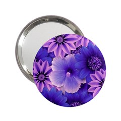 Pattern Floral Flora Flower Flowers Blue Violet Patterns 2 25  Handbag Mirrors