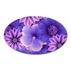 Pattern Floral Flora Flower Flowers Blue Violet Patterns Oval Magnet