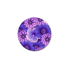 Pattern Floral Flora Flower Flowers Blue Violet Patterns Golf Ball Marker by Jancukart