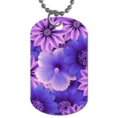 Pattern Floral Flora Flower Flowers Blue Violet Patterns Dog Tag (two Sides)