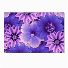 Pattern Floral Flora Flower Flowers Blue Violet Patterns Postcards 5  X 7  (pkg Of 10) by Jancukart