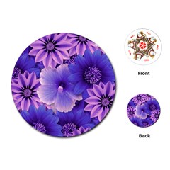 Pattern Floral Flora Flower Flowers Blue Violet Patterns Playing Cards Single Design (round)